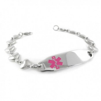 MyIDDr - Pre-Engraved & Customized Diabetes Type II Ladies Medical Bracelet- Heart Chain - C411BUVFU3R