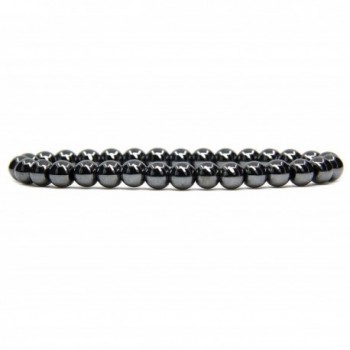 Gem Semi Precious Gemstone 6mm Round Beads Stretch Bracelet 7" Unisex - Black Hematite - CP183N8E099