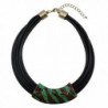 BOCAR Black Chunky Alloy Multi Layer Statement 18" Choker Collar Necklace - Green - CE1899CSOIC