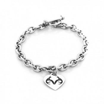 Realtree Heart Toggle Silver Stainless Steel Bracelet- Licensed and Authentic - CU120848PKB