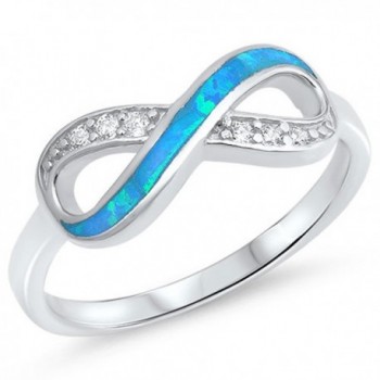 Sterling Silver Infinity Ring - Blue Simulated Opal - CL12N45GLXE