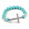 Fashion Jewelry Created-Turquoise Beads sideway cross rhinestones bracelet - C8119HC3IV7