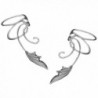 Delicate Leaf Curly Wave Ear Cuff Non-pierced Cartilage Wrap Earring Pair in Sterling Silver - CW12NTWB3KG