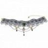 MJARTORIA Halloween Gothic Style Vintage Twine Chain Beads Pendant Lace Choker Collar Necklace Black - CB11X2MMEK9