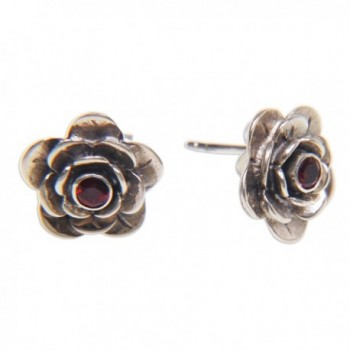 NOVICA Garnet Sterling Earrings Camellia