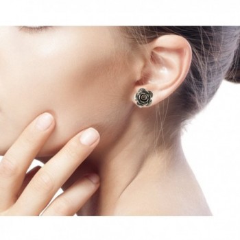 NOVICA Garnet Sterling Earrings Camellia in Women's Stud Earrings