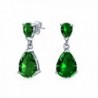 Bling Jewelry Simulated Emerlad CZ Double Tear Drop Sterling Silver Drop Earrings - CB11L6VPSPB