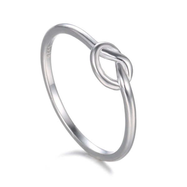 925 Sterling Silver Ring- BoRuo Wedding Engagement Celtic Love Knot Plain Heart Band Ring Size 4-12 - CR17WYY0I09