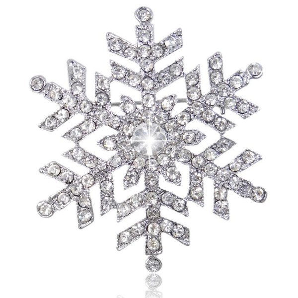 EVER FAITH Austrian Crystal Bridal Elegant Snowflake Flower Brooch Clear Silver-Tone - CQ11I5PKPBX