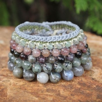 NOVICA Multi Gemstone Labradorite Crocheted Wristband in Women's Link Bracelets