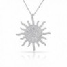 925 Sterling Silver White Clear CZ Sun Pendant Necklace- 18" - CL11OBCMF7B