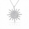 925 Sterling Silver White Clear CZ Sun Pendant Necklace- 18" - CL11OBCMF7B
