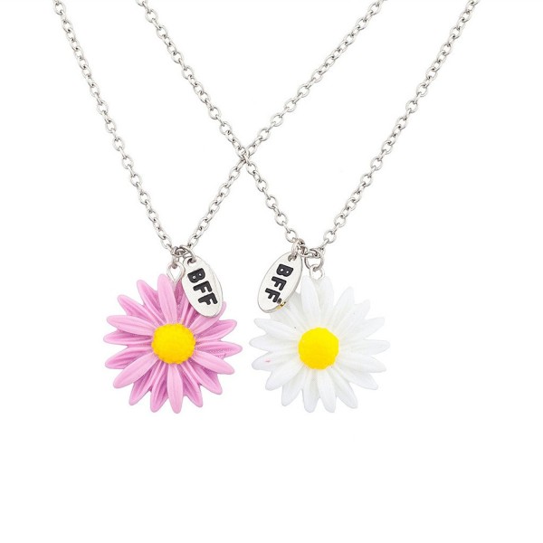 Lux Accessories Best Friends BFF Daisies Necklace Set ( 2 Pc ) - CW12F780XCB