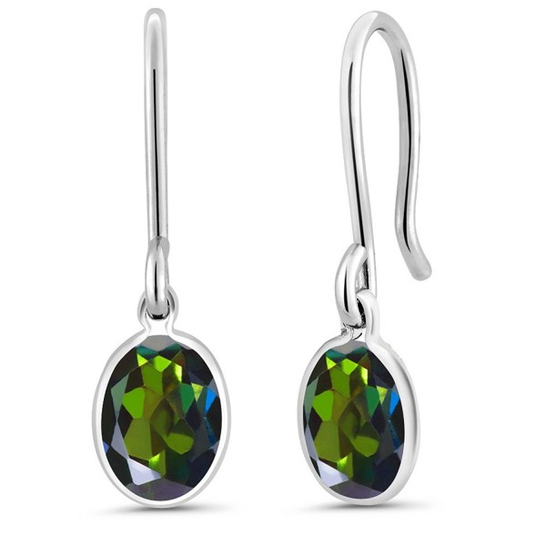 1.60 Ct Oval Tourmaline Green Mystic Topaz 925 Sterling Silver Earrings - CP118KZ5Z0T