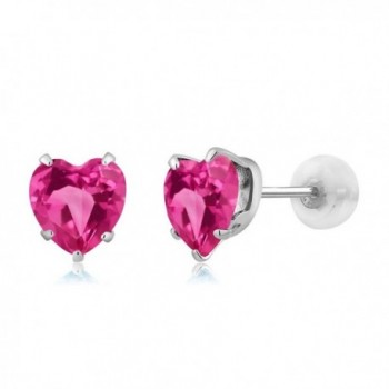 1.90 Ct Heart Shape 6mm Pink Mystic Topaz 10K White Gold Stud Earrings - CT117AAIEKV