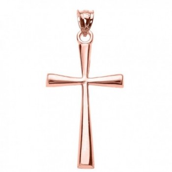 Solid 10k Rose Gold Simple Cross Pendant - CU120GXW9AZ