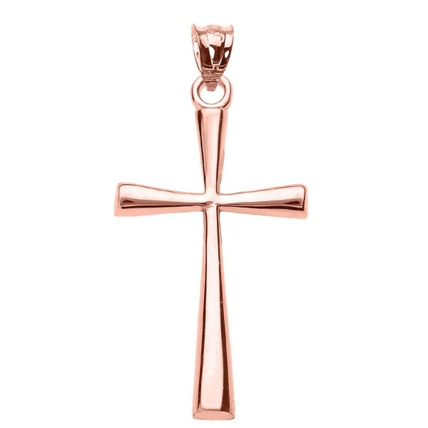 Solid 10k Rose Gold Simple Cross Pendant - CU120GXW9AZ