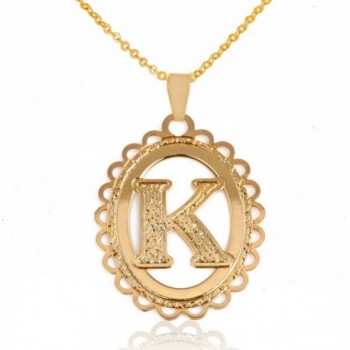 24k Gold Plated Initial Pendant Necklace Personalized Scallop Charm - CE120WUGAHZ
