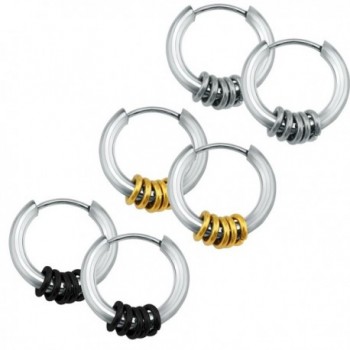 3 Pairs Surgical Stainless Steel Hoop Earrings with Thin Circle Ear Cartilage Huggie Earring for Men Women - C7185LGQ4EQ