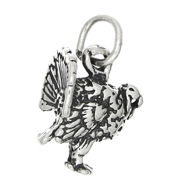 Sterling Silver Oxidized Tiny Three Dimensional Wild Turkey Charm - CT115T2SSQT