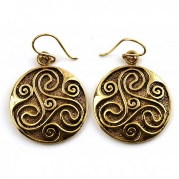 Bronze Engraved Celtic Knot triskelion Drop Dangle Earrings Fish Hook Vintage Thailand Jewelry - CL12DTW2SVV
