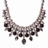 Women Artificial Pearl Chunky Collar Resin Teardrop Rhinestone Chain Necklace - Black - C1125S165F1