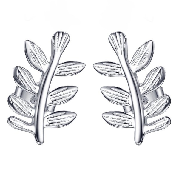 Ear Climbers 925 Sterling Silver Vine Crawlers Stud Earrings | Choose Yellow Gold or Rhodium Flashed - CH12LLLHDF3