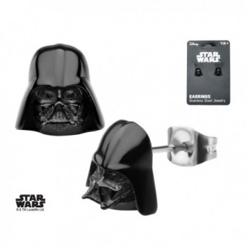 Disney Star Wars Stainless Steel Black IP 3D Darth Vader Stud Earrings - CR127830071