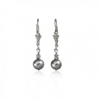 Sterling Silver And 5.0-6.0mm Gray Freshwater Cultured Pearl Lever Back Earrings - C5117VJYEU7