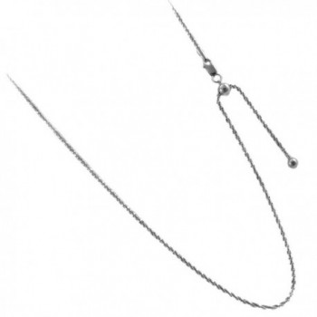 Adjustable 1.5mm Diamond-cut Rhodium Plated Over Silver Necklace. 24 Inches or Make It Shorter - CX11XWVD8J1