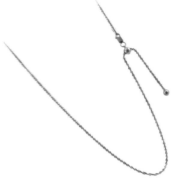 Adjustable 1.5mm Diamond-cut Rhodium Plated Over Silver Necklace. 24 Inches or Make It Shorter - CX11XWVD8J1