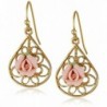 1928 Jewelry Gold-Tone and Pink Porcelain Rose Drop Earrings - CG11OVEZ0BR