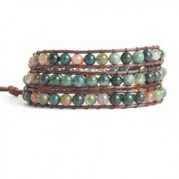 Bracelet Jasper Beaded Bronze Button in Women's Wrap Bracelets