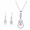 Jewelry Set - Pink Teardrop Necklace Pendant Earrings for Women Mom Teen Girls - Fashion Gift 18K Gold Plated - CZ1827NTKQ2