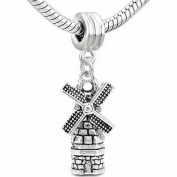 Dutch Windmill Charm Dangle Bead for snake Chain charm Bracelet - C511HOLEQNH