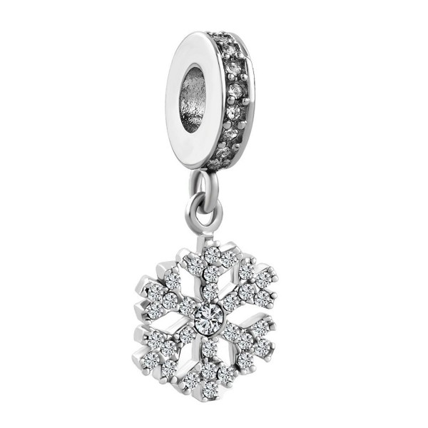 LovelyJewelry Snowflake Charms Synthetic Crystal Dangle Spacer Bead For Bracelets - CU12O14L37F