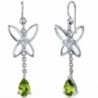 Peridot Dangle Earrings Sterling Silver Rhodium Nickel Finish Butterfly Design 1.50 Carats - CX116NSE2VX