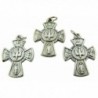 Silver Tone Rosary Part 4-Way Cross with Holy Dove Center Pendant Charm- 7/8-inch - CG11DUTL4RD