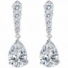 EleQueen Women's Prong Cubic Zirconia Teardrop Bridal Dangle Earrings Clear - Silver-tone - C4124PRZPLJ