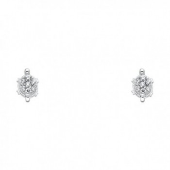 14k White Gold Turtle Stud Earrings with Screw Back - CD122E3VN7B