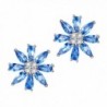 Valentine's Day Jewelry 925 Sterling Silver Blue Cubic Zirconia Flower Cz Stud Earrings for Women Girls - CX186242IAX