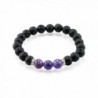 Oil Diffuser Lava Rock Beaded Stretch Bracelet with Purple Amethyst Gemstone Beads - CR186HXK2IL