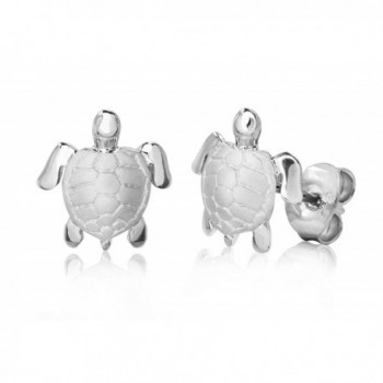 Sterling Silver Turtle Honu Stud Earrings - CK119BZAMNB