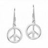 Peace Sign 'No War' Round 13 mm .925 Sterling Silver Dangle Earrings - C511NR94MX9