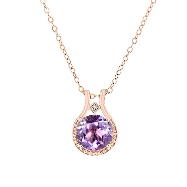 14K Rose Gold over Sterling Silver Diamond and Amethyst Halo Pendant ...