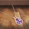 Sterling Diamond Amethyst Pendant Necklace