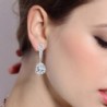 EleQueen Zirconia Teardrop Earrings Silver tone