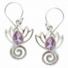 Lotus Swirl Earrings Healing Stone Sterling Silver (Amethyst) - CU120KF4MEB