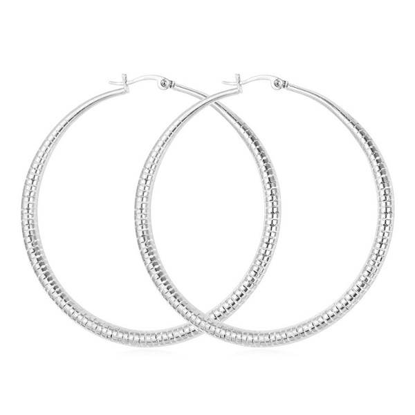 Women Earrings Loop 62mm Gold Plated Hoop Earring - Steel - CS12ICHA9BN