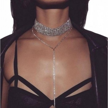 DELEY Fashion Multi rows Rhinestone Necklace in Women's Pendants